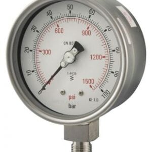 100mm - All Stainless Steel Pressure Gauge - Dry Fillable