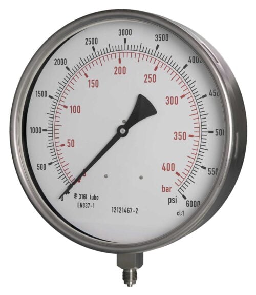 250as Front 250mm - All Stainless Steel Pressure Gauge - Dry Fillable