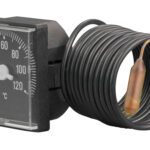 91312210 Front 37mm - Square Plastic Case Capillary Thermometer - Clip-In Panel Mounting