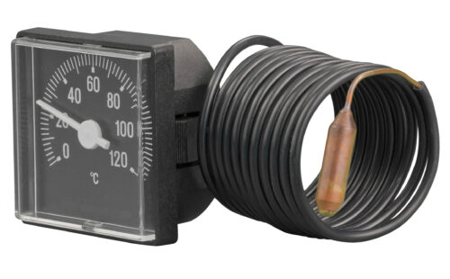 91312210 Front 37mm - Square Plastic Case Capillary Thermometer - Clip-In Panel Mounting