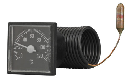 91312215 Front 45mm - Square Plastic Case Capillary Thermometer - Clip-In Panel Mounting