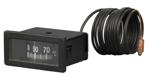 91322120 Front 58x25mm Rectangular Plastic Case Capillary Thermometer - Clip-In Panel Mounting