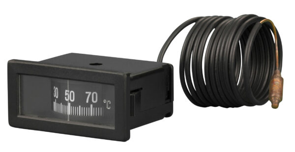 91322120 Front 58x25mm Rectangular Plastic Case Capillary Thermometer - Clip-In Panel Mounting