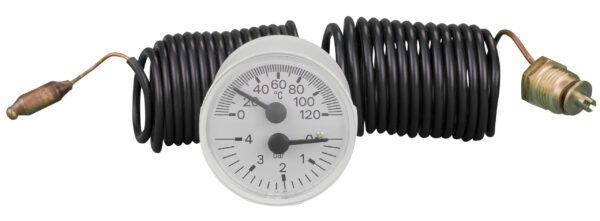 91392104 Front 40mm - Round Combined Pressure & Temperature Indicator - Plastic Case