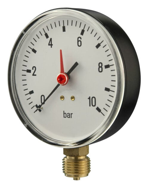 91413412 Front 100mm - Water System Pressure Gauge - Bottom Connection - Accuracy ±2.5%