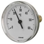 91628052 Front 80mm - Bimetal Stem Thermometer - Back Stem - Accuracy Class 2