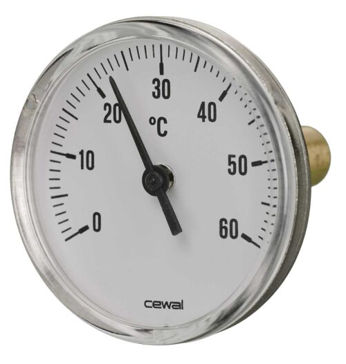 91628052 Front 80mm - Bimetal Stem Thermometer - Back Stem - Accuracy Class 2