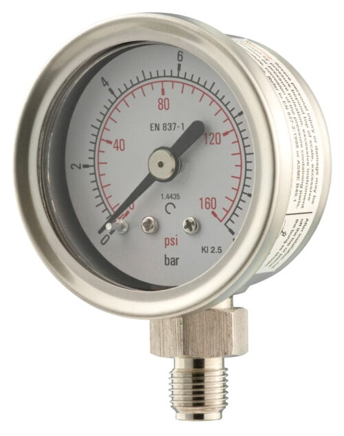 40mm - All Stainless Steel Pressure Gauge - Dry Fillable