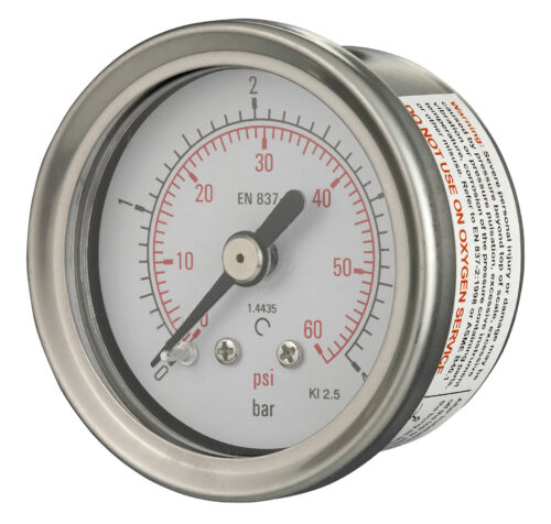 40mm - All Stainless Steel Pressure Gauge - Dry Fillable