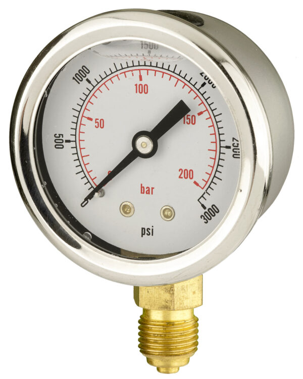 B122a169k Front 50mm - Glycerine Filled Pressure Gauge - Bottom Connection - Accuracy ±2.5%