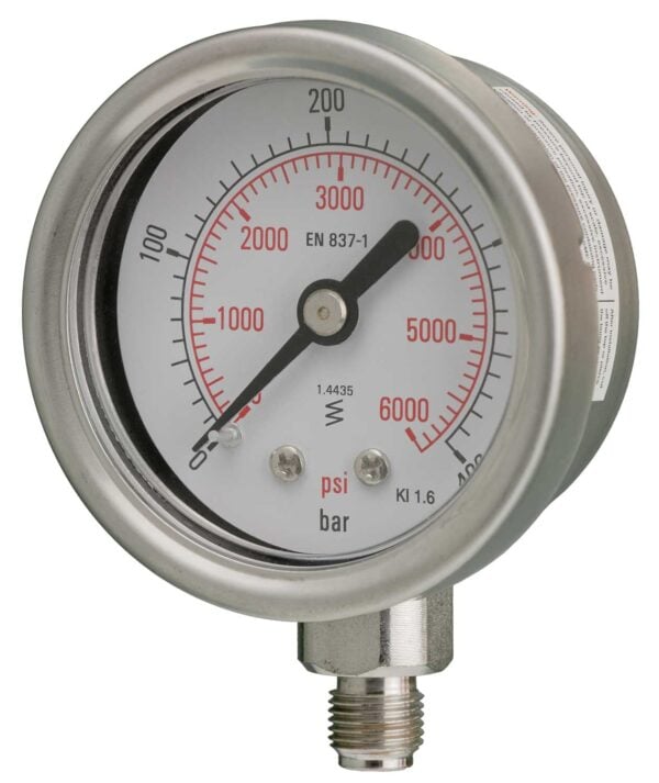 B162a274j Front 50mm - All Stainless Steel Pressure Gauge - Dry Fillable