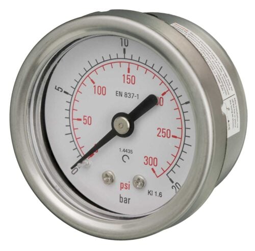 50mm - All Stainless Steel Pressure Gauge - Dry Fillable
