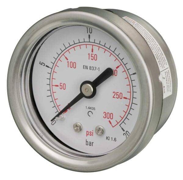 B162e252j Front 50mm - All Stainless Steel Pressure Gauge - Dry Fillable