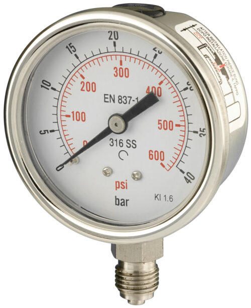 B262a256k Front 63mm - All Stainless Steel Pressure Gauge - Dry Fillable