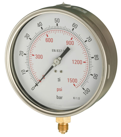 B612a363l Front 160mm - Industrial Pressure Gauge - Dry Fillable