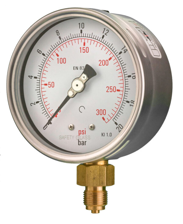 Fb412a352l Front 100mm - Industrial Pressure Gauge - Dry Fillable