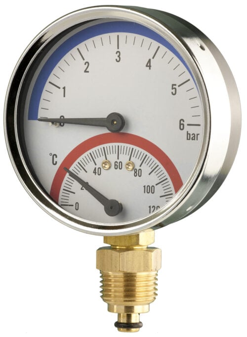 P301a133m Front 80mm — Combined Pressure & Temperature Gauge — Dry