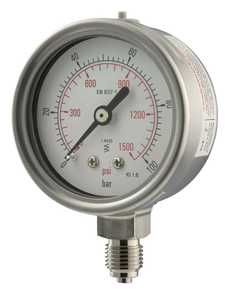 63mm - All Stainless Steel Pressure Gauge - Dry Fillable