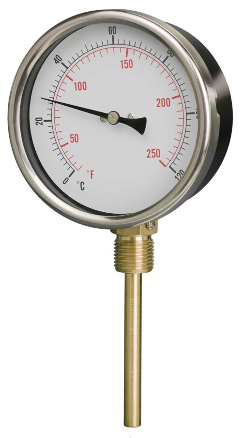 100mm — HVAC Bimetal Thermometer — Accuracy Class 2