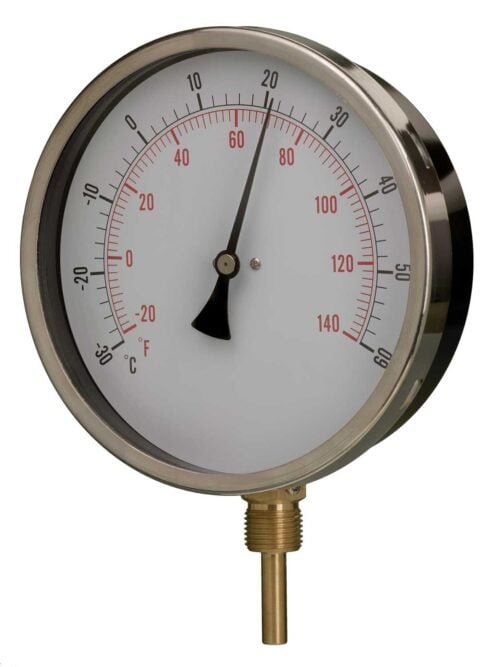 T601a215a Front 160mm — HVAC Bimetal Thermometer — Accuracy Class 2